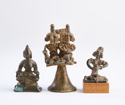 Lot 30 - THREE SMALL FOLK BRONZES, INDIA, 19TH CENTURY