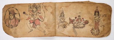 Lot 62 - A BOOK OF DRAWINGS ON CLOTH, NORTHERN INDIA, EARLY 20TH CENTURY