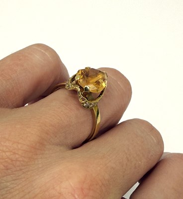 Lot 340 - GRIMA: FIRE OPAL AND DIAMOND RING, 1966