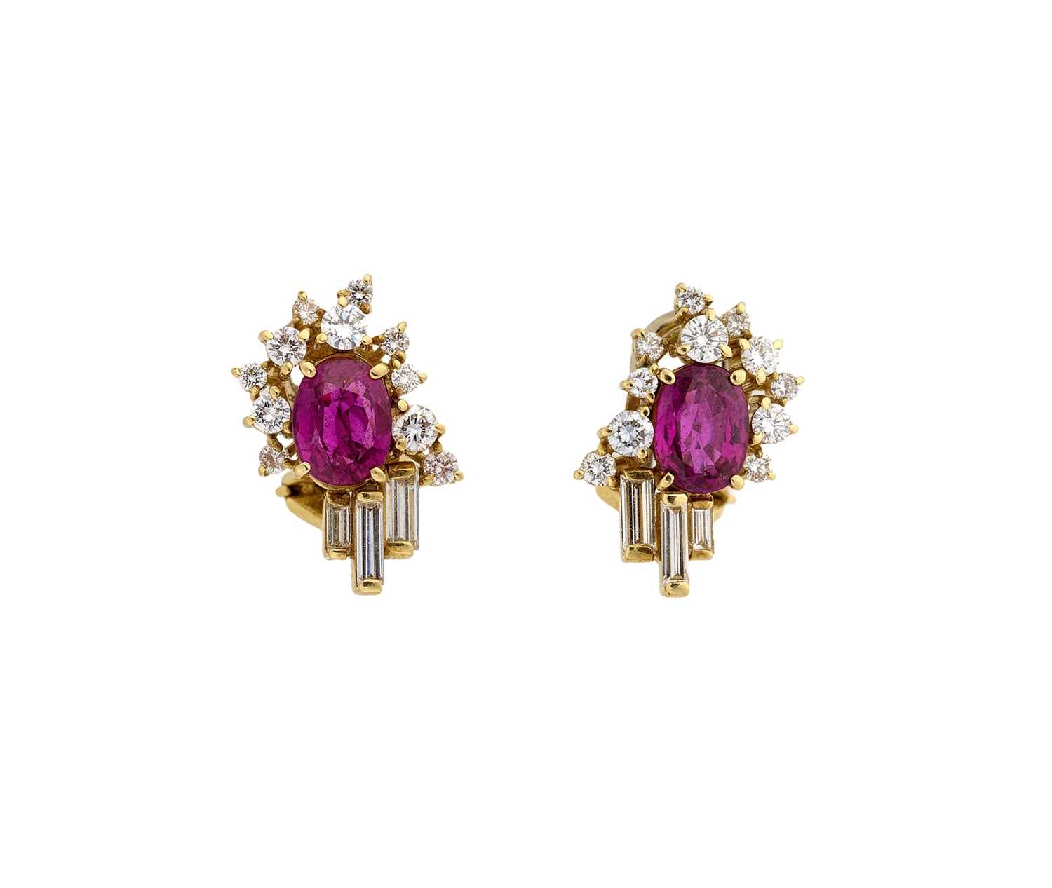 Lot 345 - STERN: PAIR OF RUBY AND DIAMOND EAR STUDS