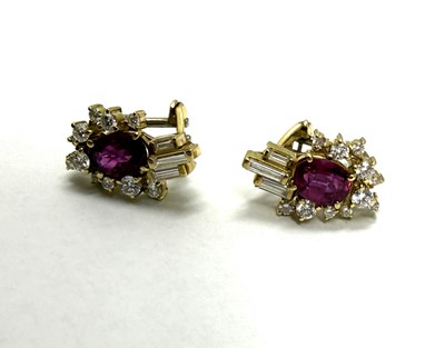 Lot 345 - STERN: PAIR OF RUBY AND DIAMOND EAR STUDS