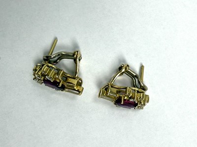 Lot 345 - STERN: PAIR OF RUBY AND DIAMOND EAR STUDS