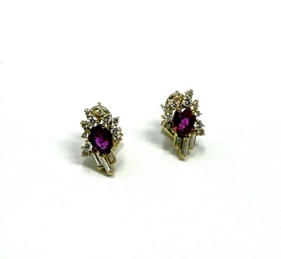 Lot 345 - STERN: PAIR OF RUBY AND DIAMOND EAR STUDS