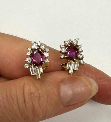 Lot 345 - STERN: PAIR OF RUBY AND DIAMOND EAR STUDS
