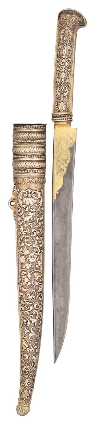 Lot 18 - A FINE FRENCH SILVER-GILT MOUNTED DAGGER OF YATAGHAN FORM BY MANCEAUX A PARIS
