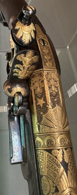 Lot 57 - A FINE AND RARE FRENCH 15 BORE FLINTLOCK SILVER-GILT MOUNTED WILDFOWLING GUN OF PRESENTATION QUALITY