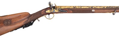 Lot 57 - A FINE AND RARE FRENCH 15 BORE FLINTLOCK SILVER-GILT MOUNTED WILDFOWLING GUN OF PRESENTATION QUALITY