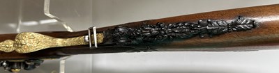 Lot 57 - A FINE AND RARE FRENCH 15 BORE FLINTLOCK SILVER-GILT MOUNTED WILDFOWLING GUN OF PRESENTATION QUALITY