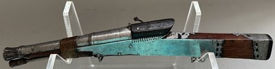 Lot 45 - A VERY RARE INDIAN 50 BORE MATCH-LOCK PISTOL IN THE FORM OF A TORADAR, 18TH CENTURY, PROBABLY JAIPUR