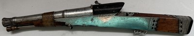 Lot 45 - A VERY RARE INDIAN 50 BORE MATCH-LOCK PISTOL IN THE FORM OF A TORADAR, 18TH CENTURY, PROBABLY JAIPUR