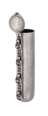 Lot 35 - AN UNUSUAL PERSIAN AMULET CASE OR SHOT FLASK, QAJAR, 19TH CENTURY