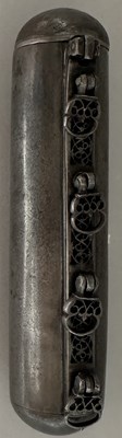Lot 35 - AN UNUSUAL PERSIAN AMULET CASE OR SHOT FLASK, QAJAR, 19TH CENTURY