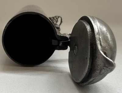Lot 35 - AN UNUSUAL PERSIAN AMULET CASE OR SHOT FLASK, QAJAR, 19TH CENTURY