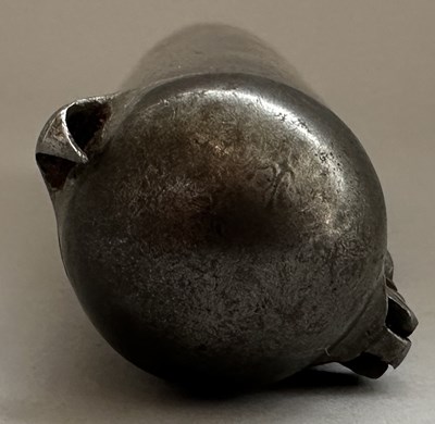 Lot 35 - AN UNUSUAL PERSIAN AMULET CASE OR SHOT FLASK, QAJAR, 19TH CENTURY