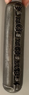 Lot 35 - AN UNUSUAL PERSIAN AMULET CASE OR SHOT FLASK, QAJAR, 19TH CENTURY