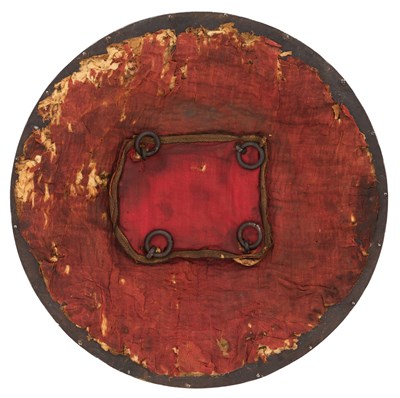 Lot 41 - A PERSIAN SIPAR (SHIELD) DEDICATED TO SULTAN ABD AL-MALIK AL-MARWAN, QAJAR, DATED [1]319 AH