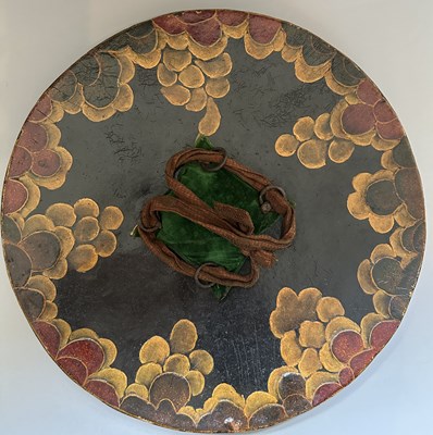 Lot 40 - A RARE INDIAN LACQUERED HIDE DHAL, 19TH CENTURY, PROBABLY RAJPUT