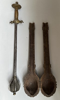 Lot 12 - A VERY RARE CASED INDIAN ALL-METAL MACE, 18TH/19TH CENTURY, SOUTH INDIA, POSSIBLY MYSORE OR TANJORE