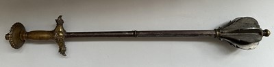 Lot 12 - A VERY RARE CASED INDIAN ALL-METAL MACE, 18TH/19TH CENTURY, SOUTH INDIA, POSSIBLY MYSORE OR TANJORE