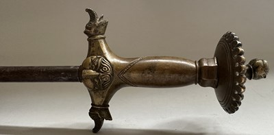 Lot 12 - A VERY RARE CASED INDIAN ALL-METAL MACE, 18TH/19TH CENTURY, SOUTH INDIA, POSSIBLY MYSORE OR TANJORE