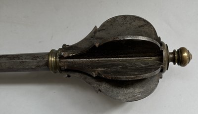 Lot 12 - A VERY RARE CASED INDIAN ALL-METAL MACE, 18TH/19TH CENTURY, SOUTH INDIA, POSSIBLY MYSORE OR TANJORE