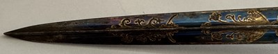 Lot 52 - AN UNUSUAL FRENCH SOCKET BAYONET WITH ETCHED, BLUED AND GILT BLADE, LATE 18TH CENTURY