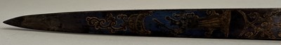 Lot 52 - AN UNUSUAL FRENCH SOCKET BAYONET WITH ETCHED, BLUED AND GILT BLADE, LATE 18TH CENTURY