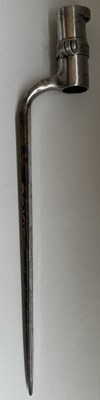 Lot 52 - AN UNUSUAL FRENCH SOCKET BAYONET WITH ETCHED, BLUED AND GILT BLADE, LATE 18TH CENTURY