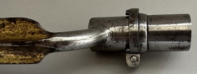 Lot 52 - AN UNUSUAL FRENCH SOCKET BAYONET WITH ETCHED, BLUED AND GILT BLADE, LATE 18TH CENTURY