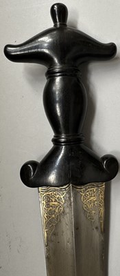 Lot 20 - A LARGE OTTOMAN DAGGER WITH EBONY HILT OF INDIAN KHANJAR FORM, TURKEY, LATE 18TH/EARLY 19TH CENTURY