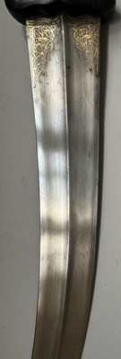 Lot 20 - A LARGE OTTOMAN DAGGER WITH EBONY HILT OF INDIAN KHANJAR FORM, TURKEY, LATE 18TH/EARLY 19TH CENTURY