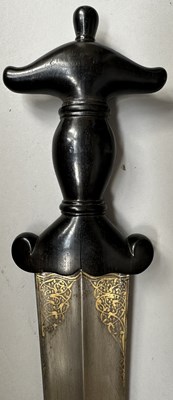 Lot 20 - A LARGE OTTOMAN DAGGER WITH EBONY HILT OF INDIAN KHANJAR FORM, TURKEY, LATE 18TH/EARLY 19TH CENTURY