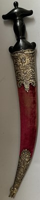 Lot 20 - A LARGE OTTOMAN DAGGER WITH EBONY HILT OF INDIAN KHANJAR FORM, TURKEY, LATE 18TH/EARLY 19TH CENTURY