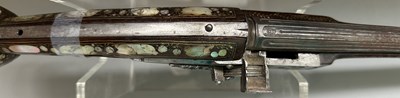 Lot 56 - A VERY RARE FRENCH 54 BORE WHEEL-LOCK LONG HOLSTER PISTOL, ALSACE OR LORRAINE, EARLY 17TH CENTURY
