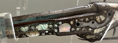 Lot 56 - A VERY RARE FRENCH 54 BORE WHEEL-LOCK LONG HOLSTER PISTOL, ALSACE OR LORRAINE, EARLY 17TH CENTURY