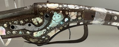 Lot 56 - A VERY RARE FRENCH 54 BORE WHEEL-LOCK LONG HOLSTER PISTOL, ALSACE OR LORRAINE, EARLY 17TH CENTURY