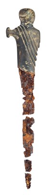 Lot 46 - A RARE ETRUSCAN OR EARLY ROMAN HANDLE, PROBABLY FOR A KNIFE, 9TH TO 1ST CENTURY BC OR LATER