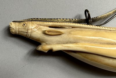 Lot 34 - A RARE RAJPUT PRIMING-FLASK IN THE FORM OF A LEAPING ANTELOPE, LATE 17TH/EARLY 18TH CENTURY