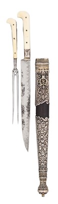 Lot 29 - AN OTTOMAN SILVER-MOUNTED TRAVELLING CUTLERY SET OR TROUSSE, 19TH CENTURY, BALKAN OR TURKEY