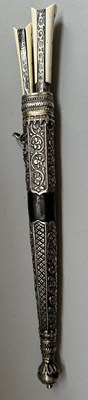 Lot 29 - AN OTTOMAN SILVER-MOUNTED TRAVELLING CUTLERY SET OR TROUSSE, 19TH CENTURY, BALKAN OR TURKEY