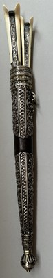 Lot 29 - AN OTTOMAN SILVER-MOUNTED TRAVELLING CUTLERY SET OR TROUSSE, 19TH CENTURY, BALKAN OR TURKEY
