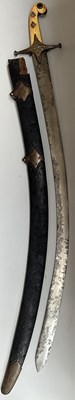 Lot 6 - A HEAVY INDIAN SABRE BLADE FROM THE TALPUR ARMOURY, THE BLADE 18TH CENTURY; THE HILT 19TH CENTURY