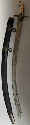 Lot 6 - A HEAVY INDIAN SABRE BLADE FROM THE TALPUR ARMOURY, THE BLADE 18TH CENTURY; THE HILT 19TH CENTURY