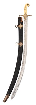 Lot 6 - A HEAVY INDIAN SABRE BLADE FROM THE TALPUR ARMOURY, THE BLADE 18TH CENTURY; THE HILT 19TH CENTURY