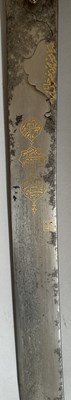 Lot 6 - A HEAVY INDIAN SABRE BLADE FROM THE TALPUR ARMOURY, THE BLADE 18TH CENTURY; THE HILT 19TH CENTURY