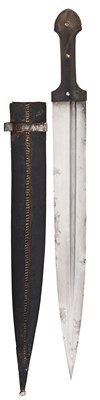 Lot 27 - A LARGE CAUCASIAN KINDJAL IN FINE CONDITION, SIGNED MUHAMMED [BIN?] HUSSAIN, 19TH CENTURY