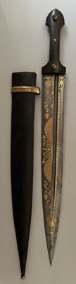 Lot 27 - A LARGE CAUCASIAN KINDJAL IN FINE CONDITION, SIGNED MUHAMMED [BIN?] HUSSAIN, 19TH CENTURY