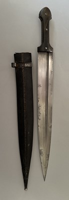 Lot 27 - A LARGE CAUCASIAN KINDJAL IN FINE CONDITION, SIGNED MUHAMMED [BIN?] HUSSAIN, 19TH CENTURY
