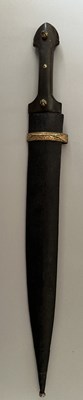 Lot 27 - A LARGE CAUCASIAN KINDJAL IN FINE CONDITION, SIGNED MUHAMMED [BIN?] HUSSAIN, 19TH CENTURY