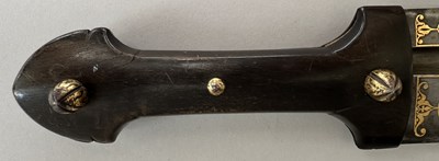 Lot 27 - A LARGE CAUCASIAN KINDJAL IN FINE CONDITION, SIGNED MUHAMMED [BIN?] HUSSAIN, 19TH CENTURY